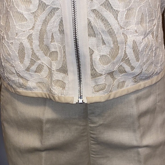 Rachel Rachel Roy Lace Bomber Jacket Cream Full Zip Semi Sheer Silhouette Size S - Picture 10 of 12